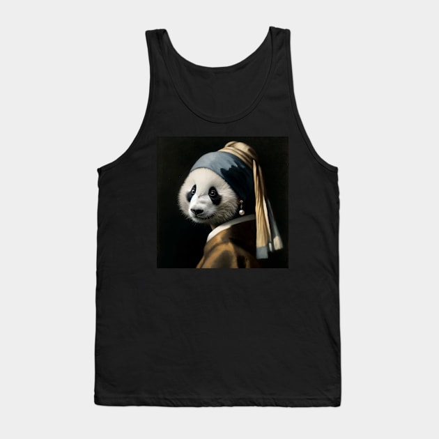 Wildlife Conservation - Pearl Earring Giant Panda Meme Tank Top by Edd Paint Something